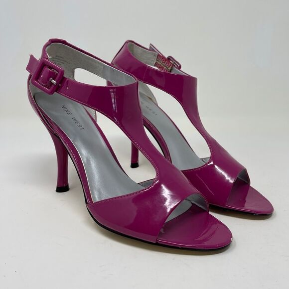 Nine West Jendavio Sandal T Strap Magenta Stiletto Women’s Size 7 - Picture 1 of 8